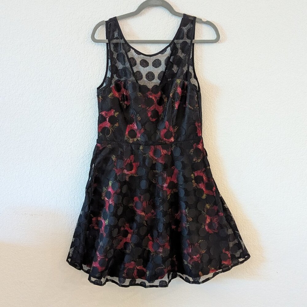 Betsy Johnson Black mesh overlay dress